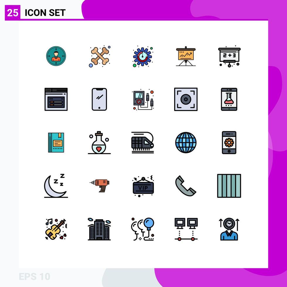 25 Universal Filled line Flat Colors Set for Web and Mobile Applications solution challenge cross business settings Editable Vector Design Elements
