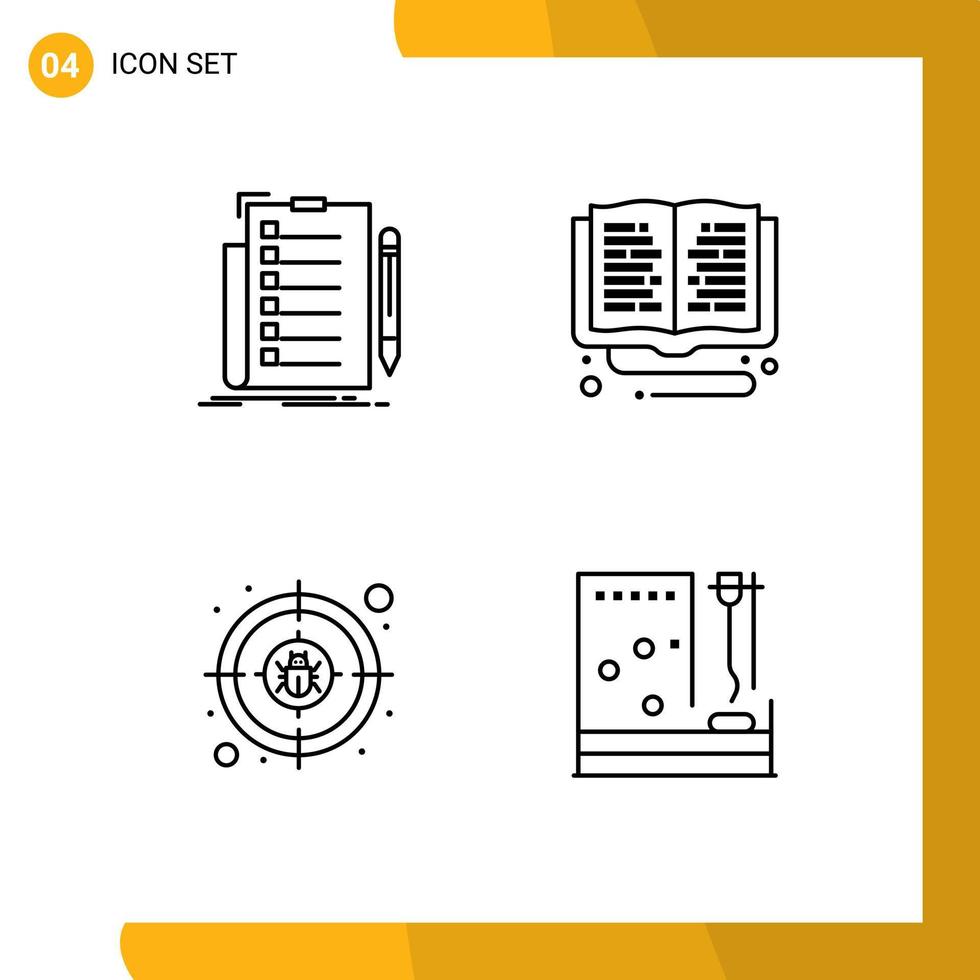 4 Line concept for Websites Mobile and Apps expertise online study list library cyber Editable Vector Design Elements