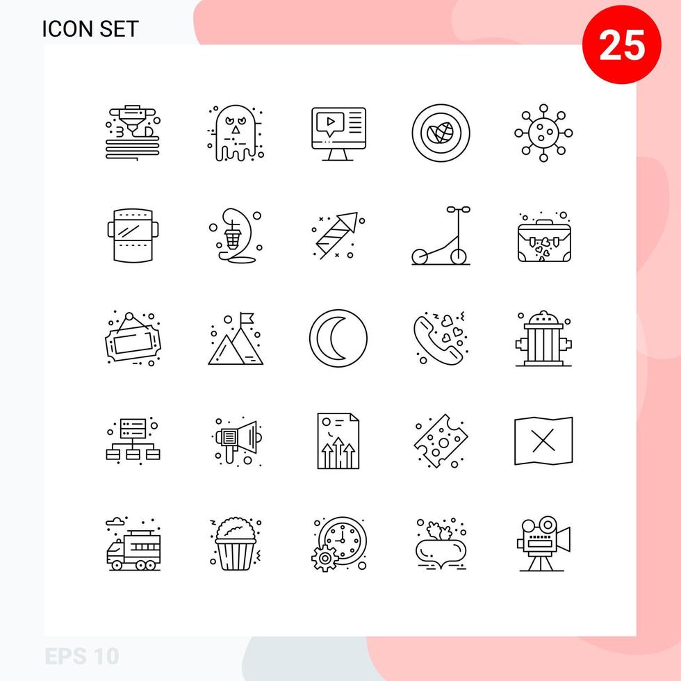 Set of 25 Modern UI Icons Symbols Signs for biochemistry green scary eco education Editable Vector Design Elements