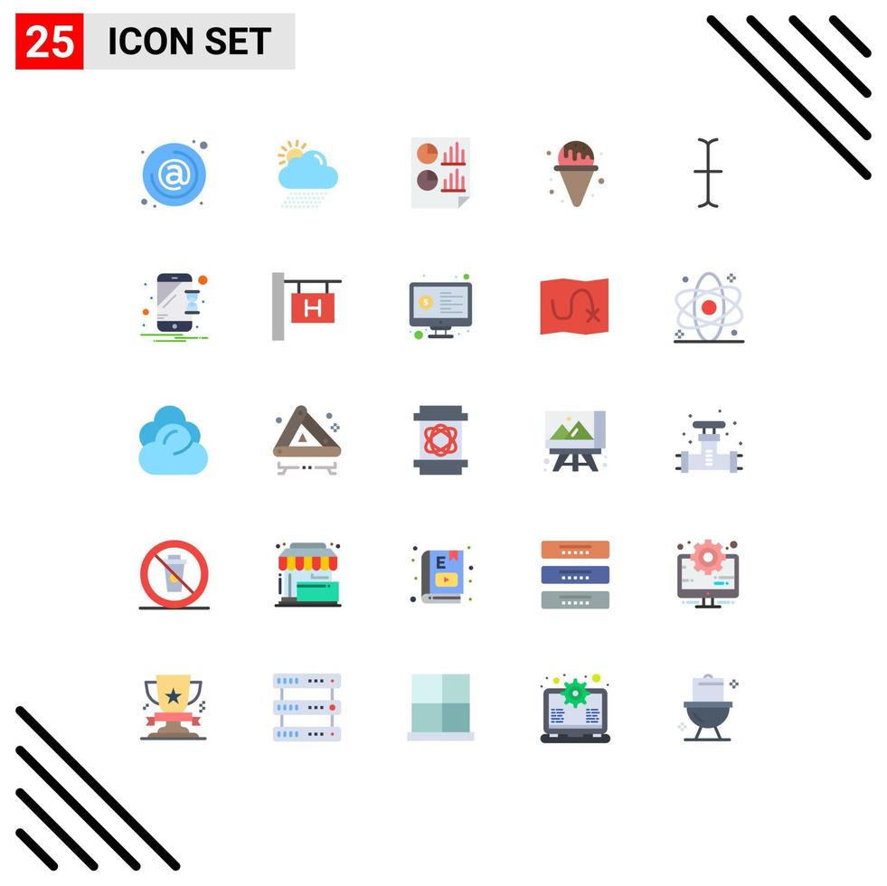 conjunto de 25 iconos de interfaz de usuario modernos signos de símbolos para elementos de diseño vectorial editables de página de agua de sol de helado de cursor vector