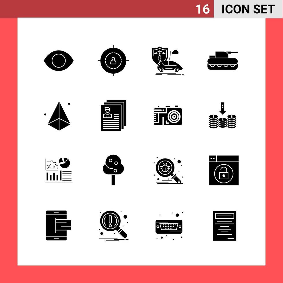 paquete de 16 iconos símbolos de glifo de estilo sólido sobre fondo blanco signos simples para el diseño general fondo de vector de icono negro creativo