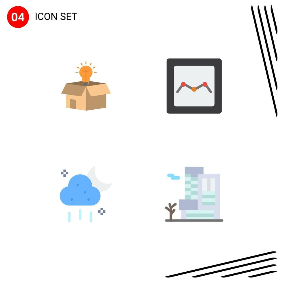 4 Universal Flat Icon Signs Symbols of box storage solution chart weather Editable Vector Design Elements