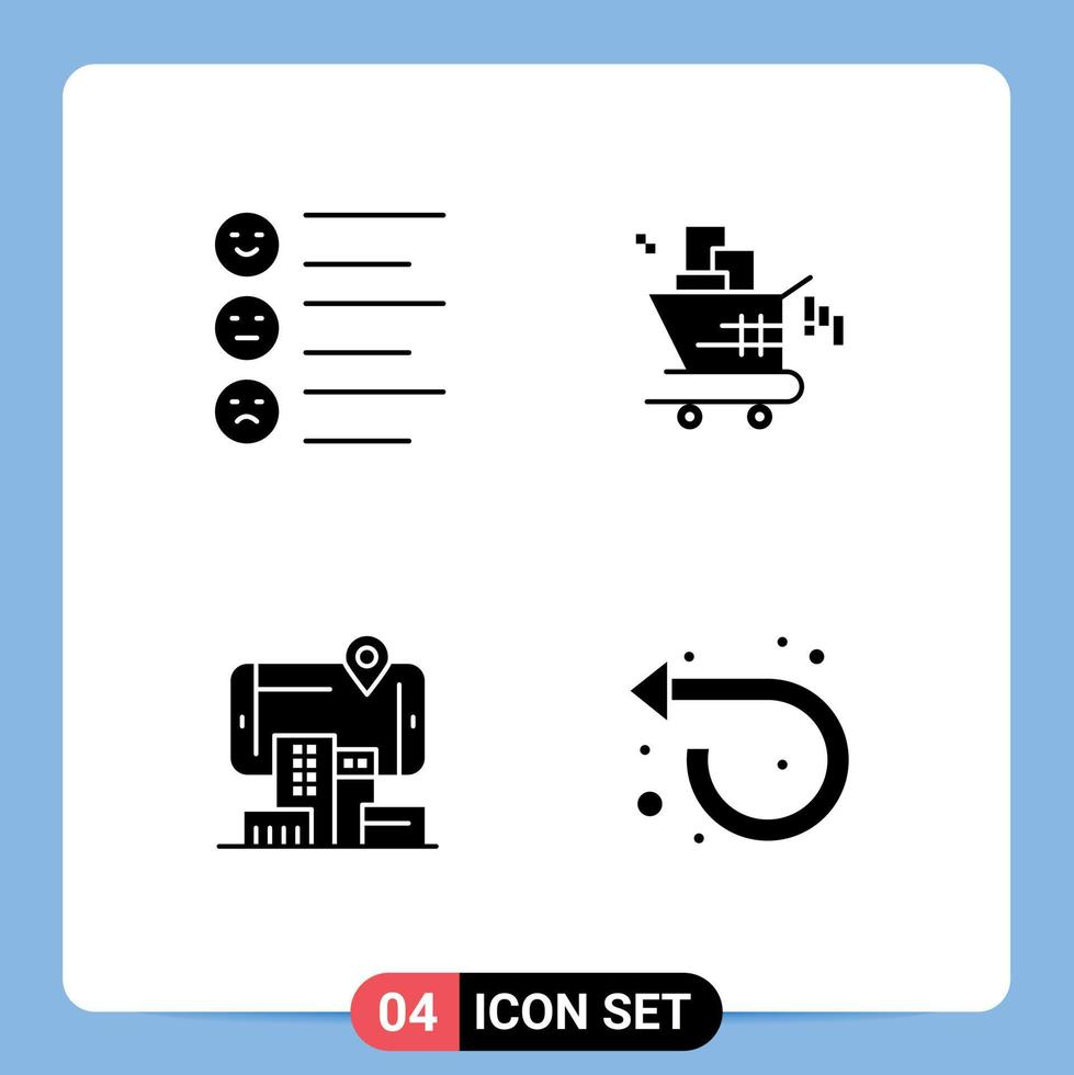 4 Universal Solid Glyph Signs Symbols of format city emojis seo audmented Editable Vector Design Elements