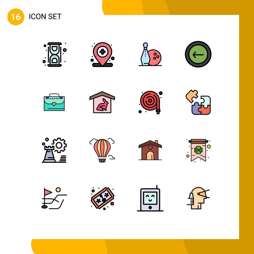 Set of 16 Modern UI Icons Symbols Signs for bag basic medical back kegling Editable Creative Vector Design Elements