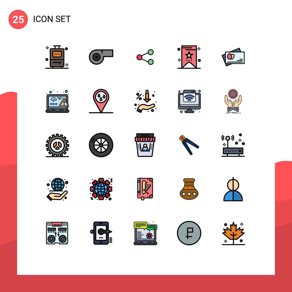 25 líneas rellenas de vectores temáticos colores planos y símbolos editables de codificación html que comparten elementos de diseño de vectores editables del pasaporte de Pascua