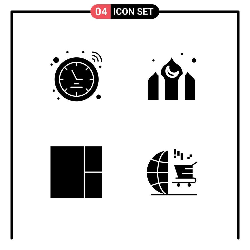 Stock Vector Icon Pack of 4 Line Signs and Symbols for hotspot layout watch kareem marketing Editable Vector Design Elements