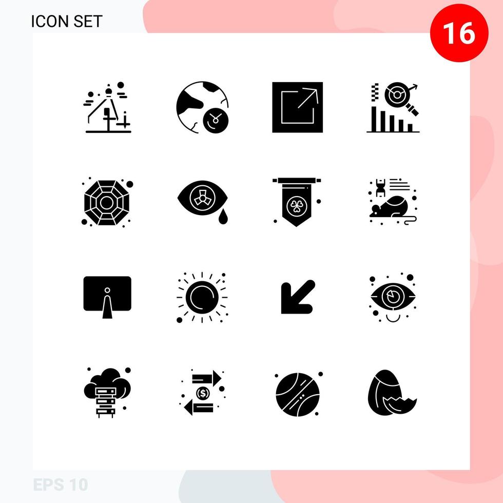 Set of 16 Modern UI Icons Symbols Signs for mutation chinese export china graph Editable Vector Design Elements