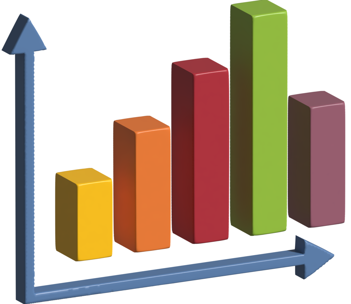 3d illustration of bar chart png