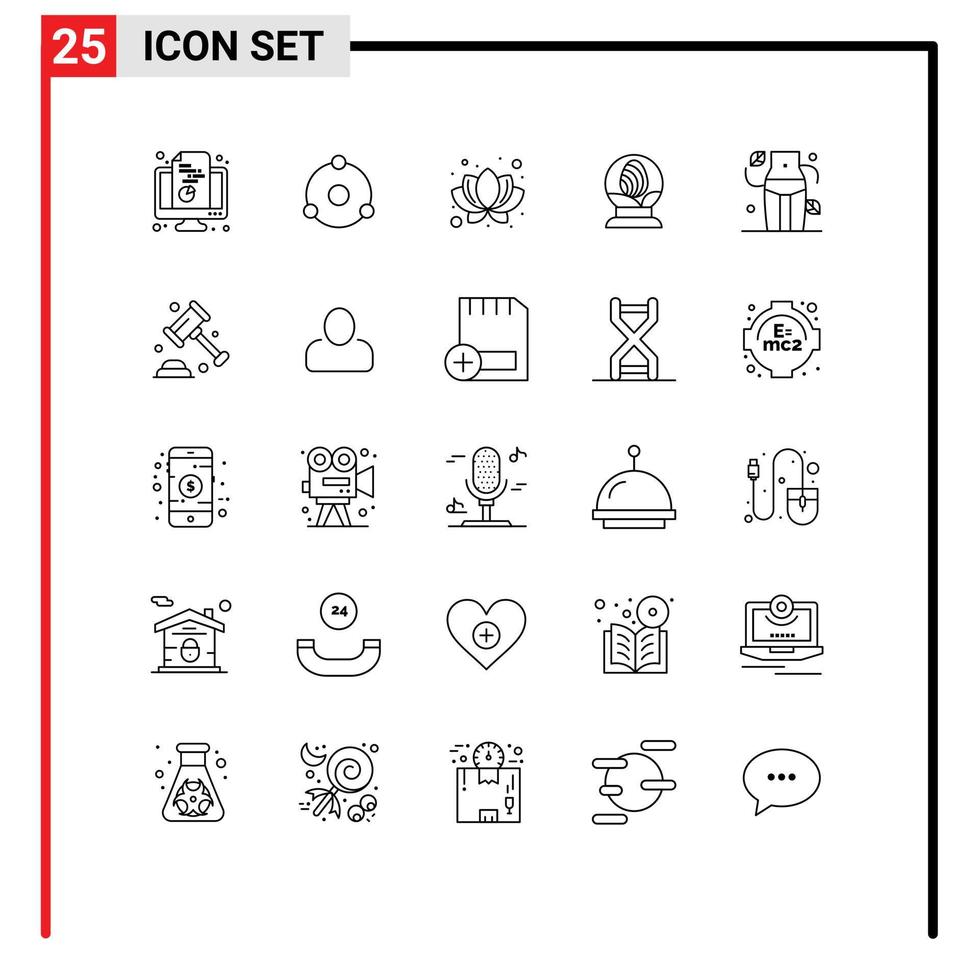 Stock Vector Icon Pack of 25 Line Signs and Symbols for waist easter crypto currency egg glass Editable Vector Design Elements