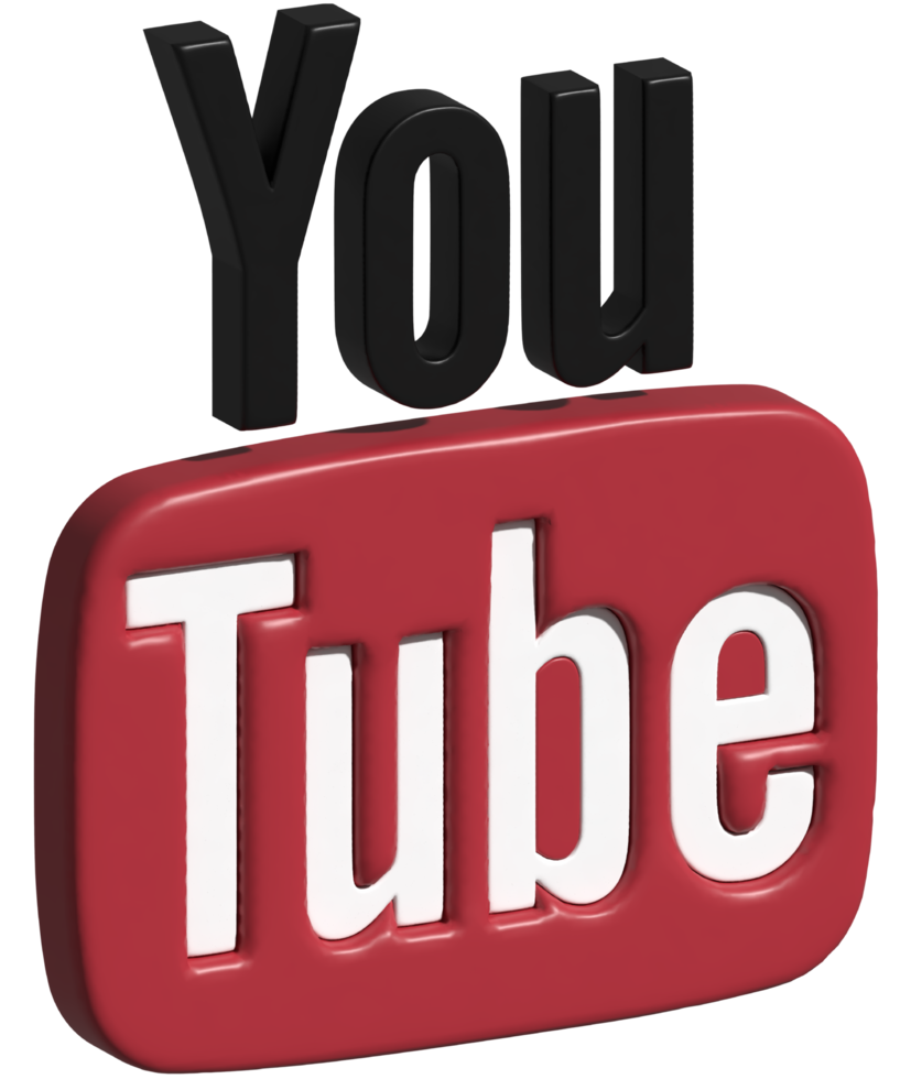 Ilustración 3d del logotipo de youtube png
