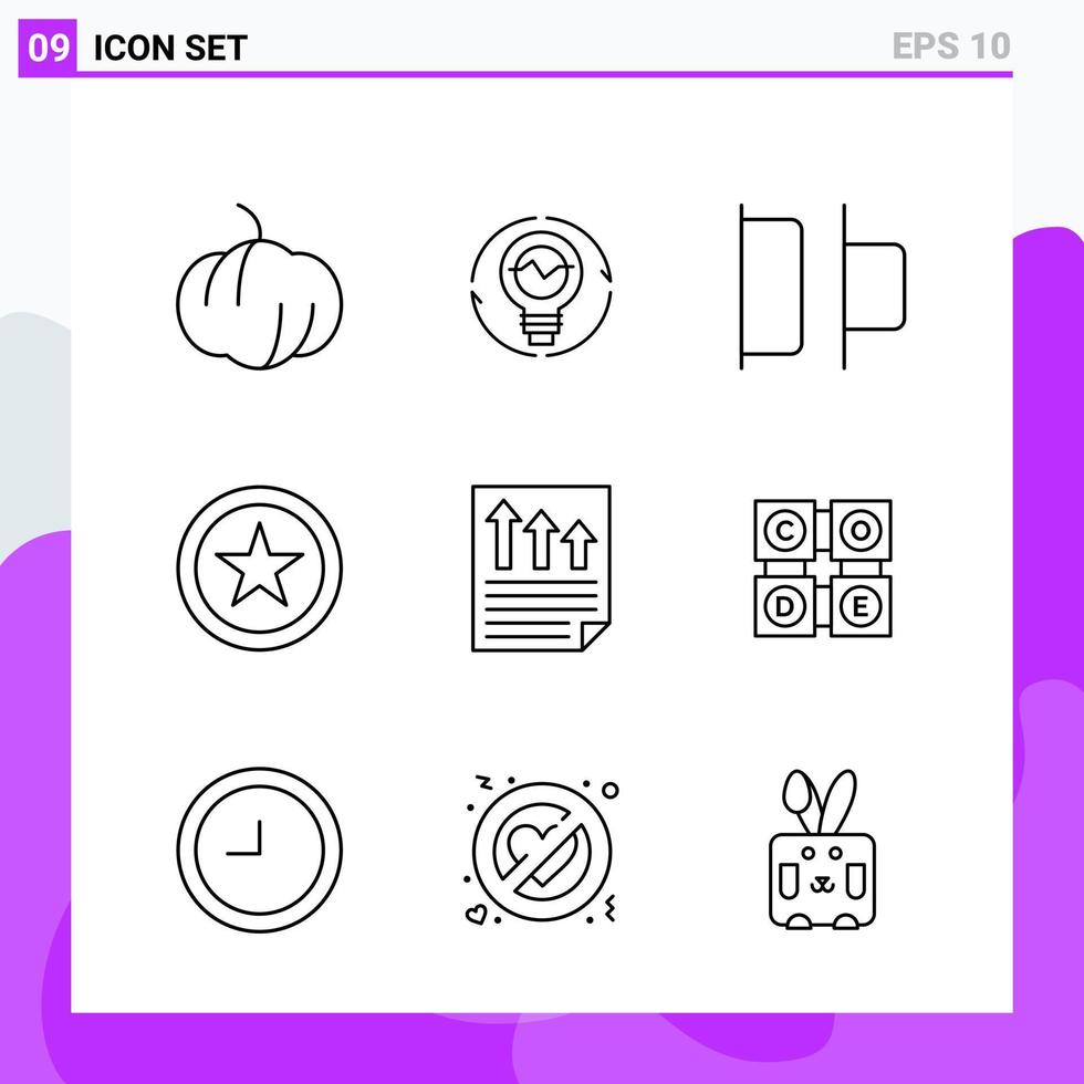 Set of 9 icons in Line style Creative Outline Symbols for Website Design and Mobile Apps Simple Line Icon Sign Isolated on White Background 9 Icons Creative Black Icon vector background
