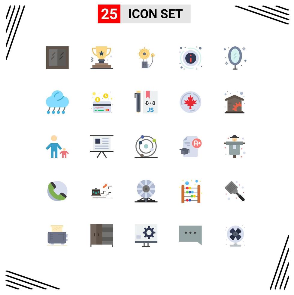 Group of 25 Modern Flat Colors Set for about info trophy details fire Editable Vector Design Elements