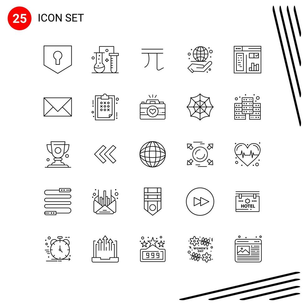 Collection of 25 Vector Icons in Line style Pixle Perfect Outline Symbols for Web and Mobile Line Icon Signs on White Background 25 Icons Creative Black Icon vector background