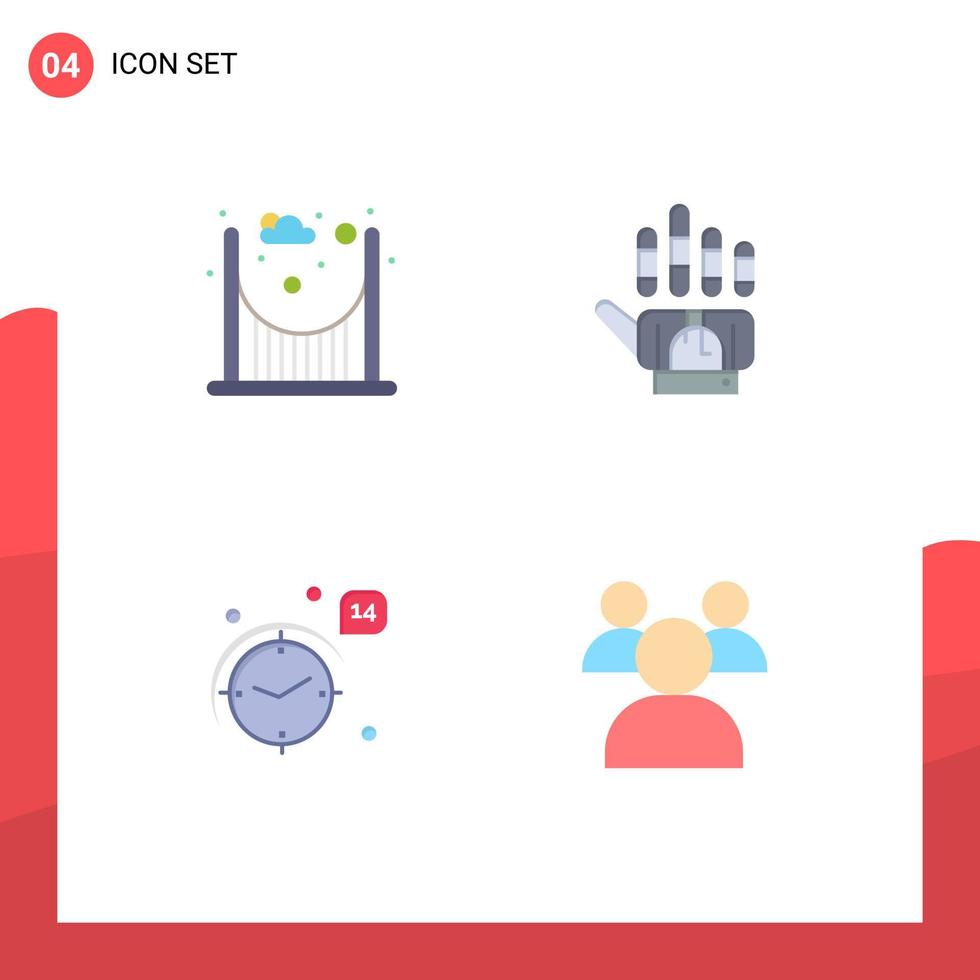 Pack of 4 Modern Flat Icons Signs and Symbols for Web Print Media such as bridge wedding tracking technology education Editable Vector Design Elements