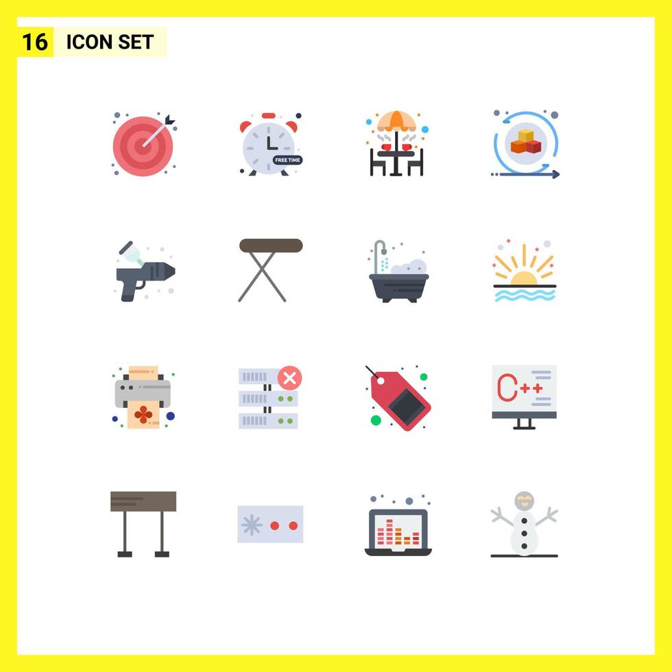 16 Thematic Vector Flat Colors and Editable Symbols of virtual shapes watch environment table Editable Pack of Creative Vector Design Elements