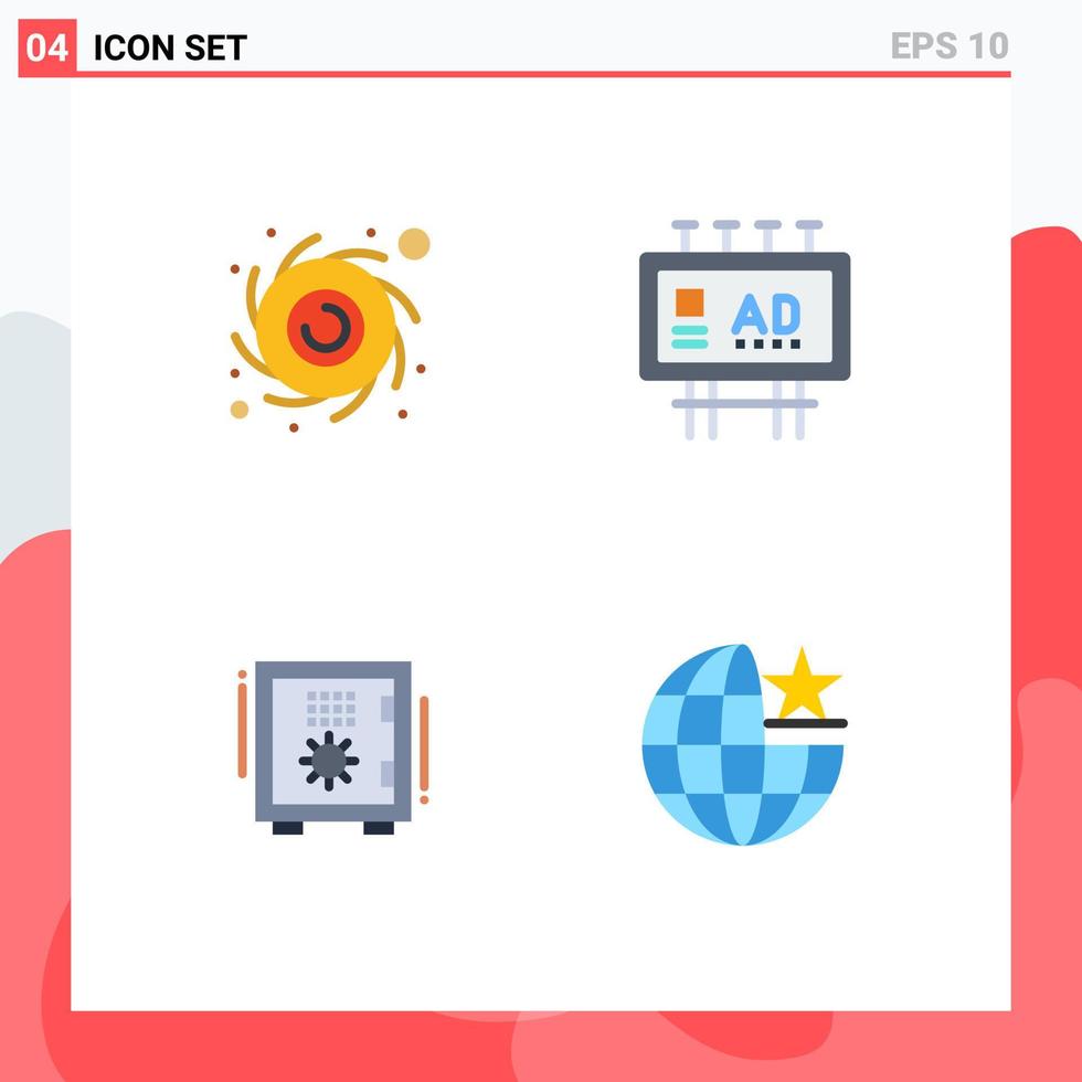4 Flat Icon concept for Websites Mobile and Apps astronomy box advertising promotion safe Editable Vector Design Elements