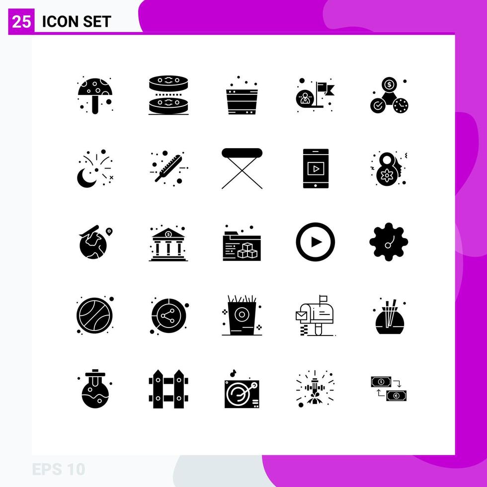 25 Solid Glyph concept for Websites Mobile and Apps money target relax success employee Editable Vector Design Elements