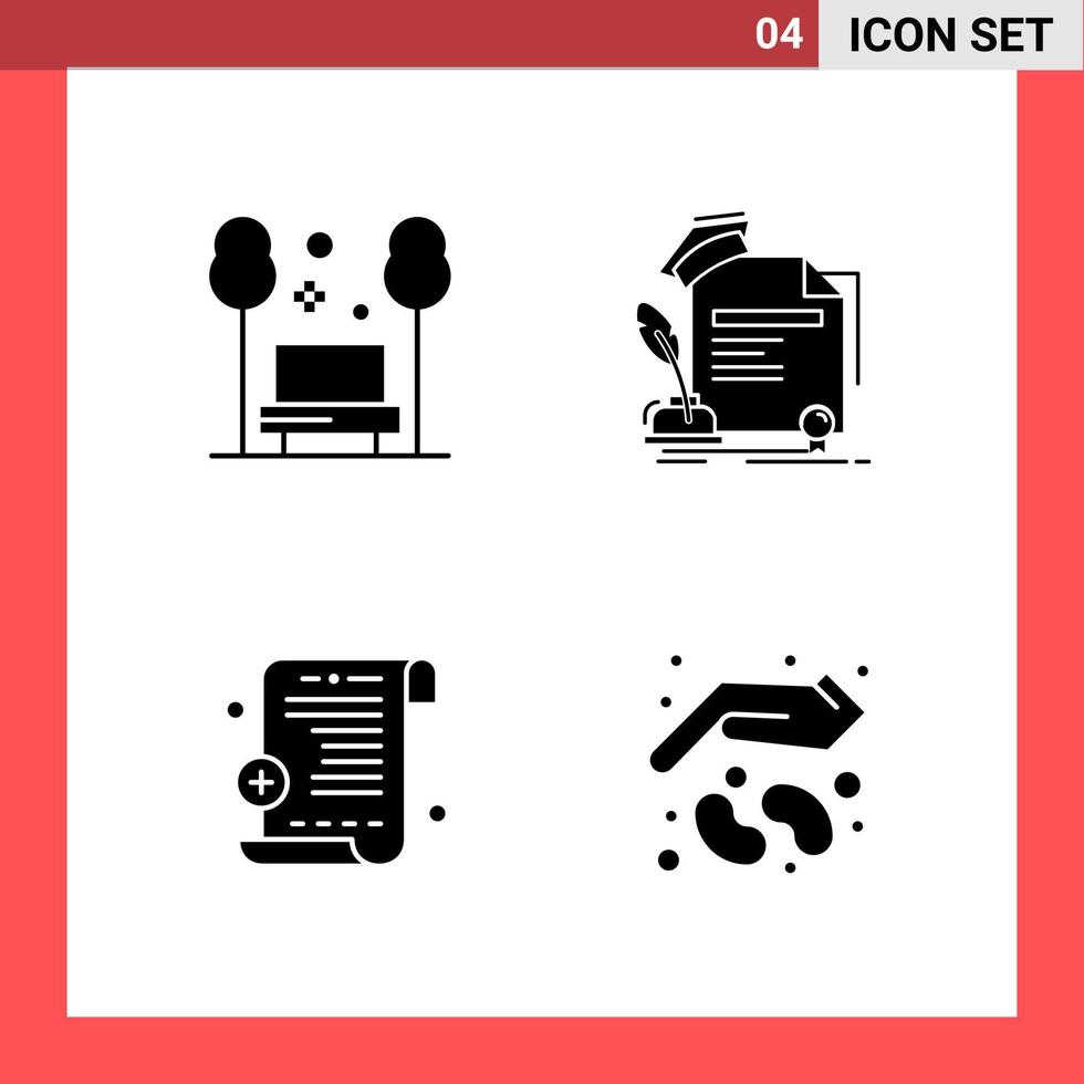 paquete de 4 iconos símbolos de glifo de estilo sólido sobre fondo blanco signos simples para el diseño general fondo de vector de icono negro creativo