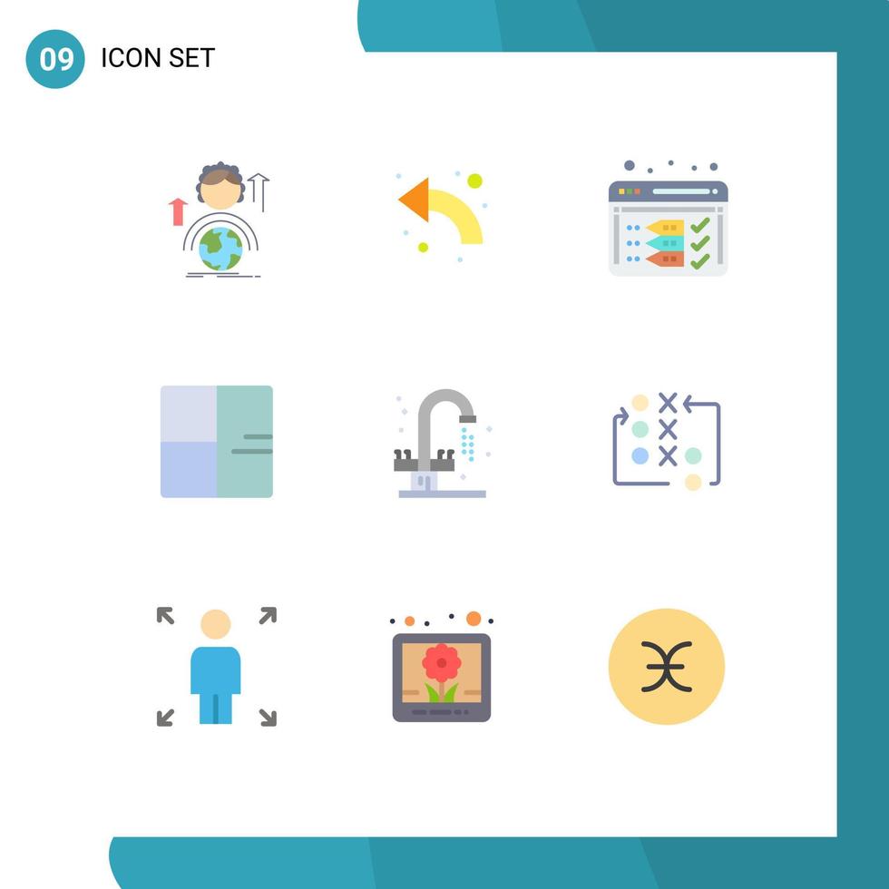 Set of 9 Modern UI Icons Symbols Signs for map blueprint left architecture optimize Editable Vector Design Elements