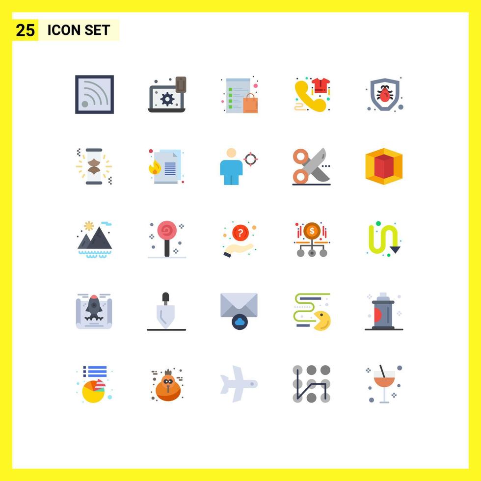 25 Flat Color concept for Websites Mobile and Apps bug order check list direct call Editable Vector Design Elements