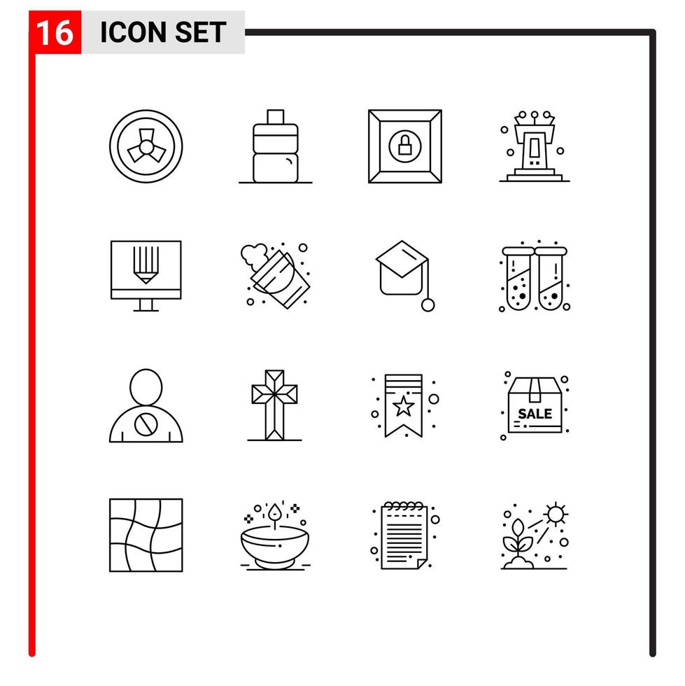 16 Outline concept for Websites Mobile and Apps bucket development pedestal design coding Editable Vector Design Elements