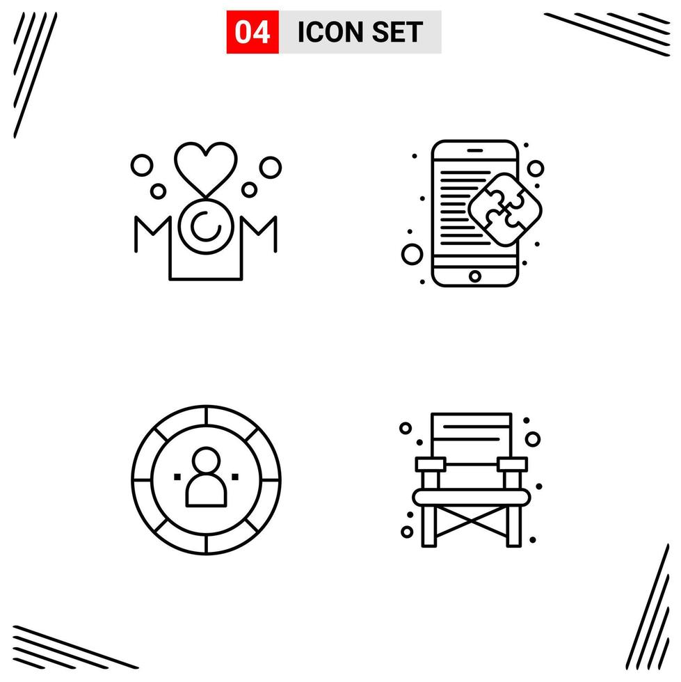 4 Icons Line Style Grid Based Creative Outline Symbols for Website Design Simple Line Icon Signs Isolated on White Background 4 Icon Set Creative Black Icon vector background