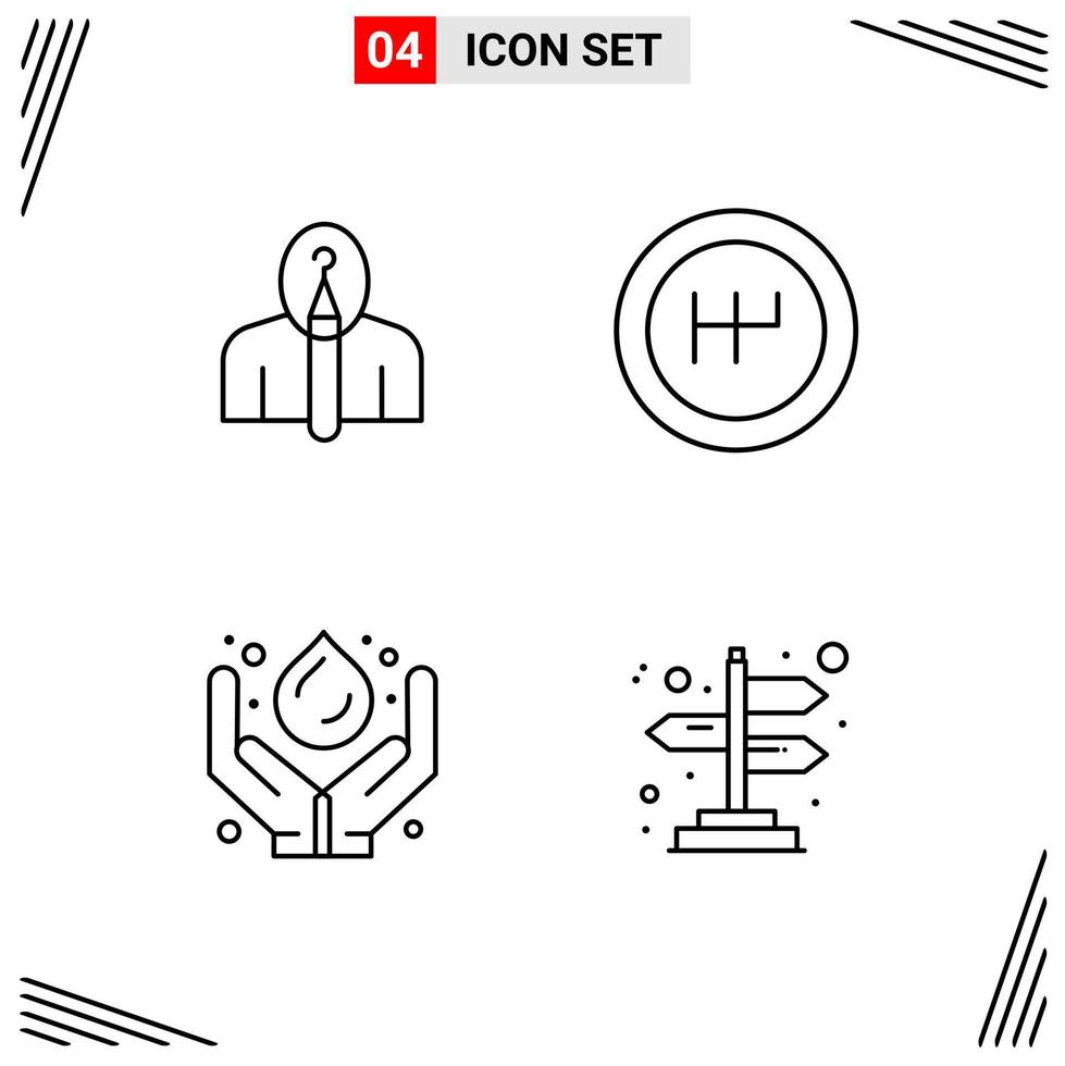 4 iconos de estilo de línea basados en cuadrícula símbolos de esquema creativos para el diseño de sitios web signos de icono de línea simple aislados en fondo blanco 4 conjunto de iconos fondo de vector de icono negro creativo