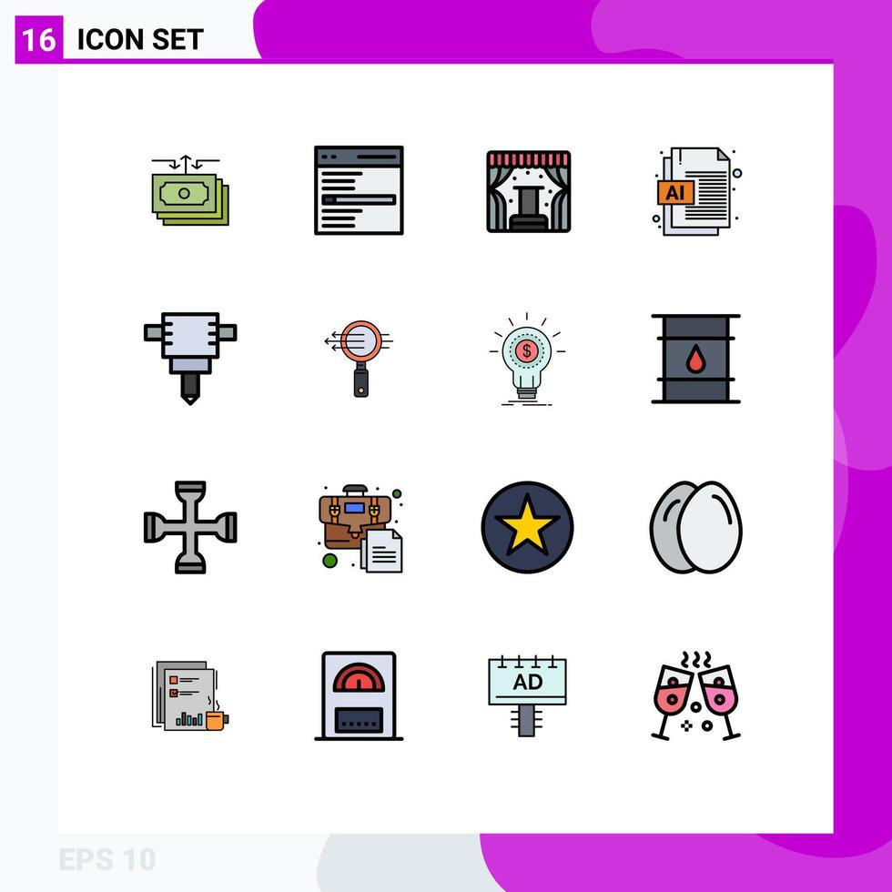 16 Creative Icons Modern Signs and Symbols of jackhammer document search ai stage Editable Creative Vector Design Elements