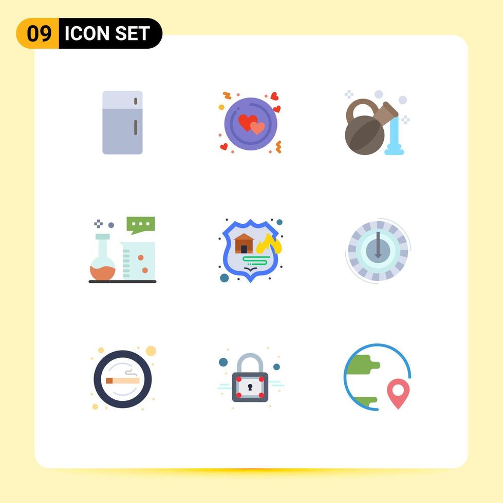 9 Universal Flat Colors Set for Web and Mobile Applications firewall lab equipment valentine chemistry laboratory chemical equipment Editable Vector Design Elements