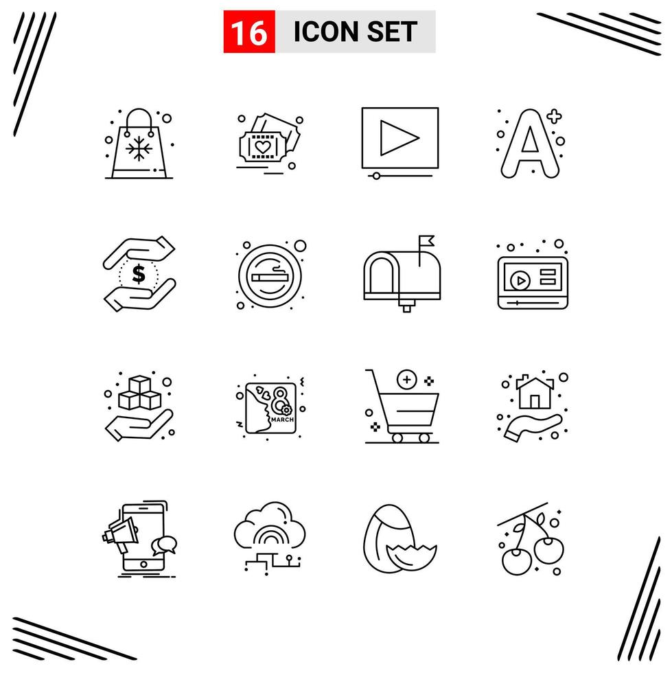 16 Icons Line Style Grid Based Creative Outline Symbols for Website Design Simple Line Icon Signs Isolated on White Background 16 Icon Set Creative Black Icon vector background