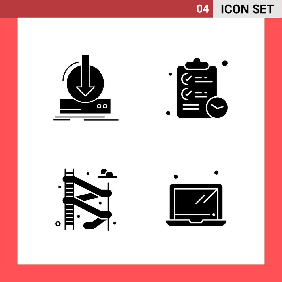 paquete de 4 iconos símbolos de glifo de estilo sólido sobre fondo blanco signos simples para el diseño general fondo de vector de icono negro creativo