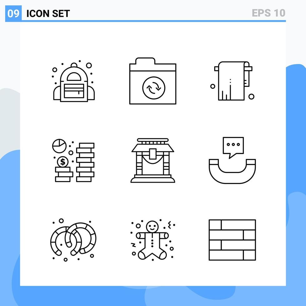 Modern 9 Line style icons Outline Symbols for general use Creative Line Icon Sign Isolated on White Background 9 Icons Pack Creative Black Icon vector background