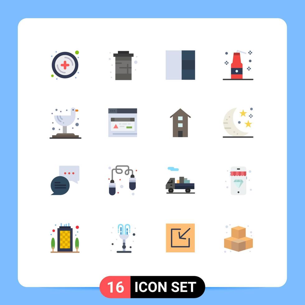 16 iconos creativos signos y símbolos modernos de interfaz gaviota rejilla pájaro terrorismo paquete editable de elementos de diseño de vectores creativos