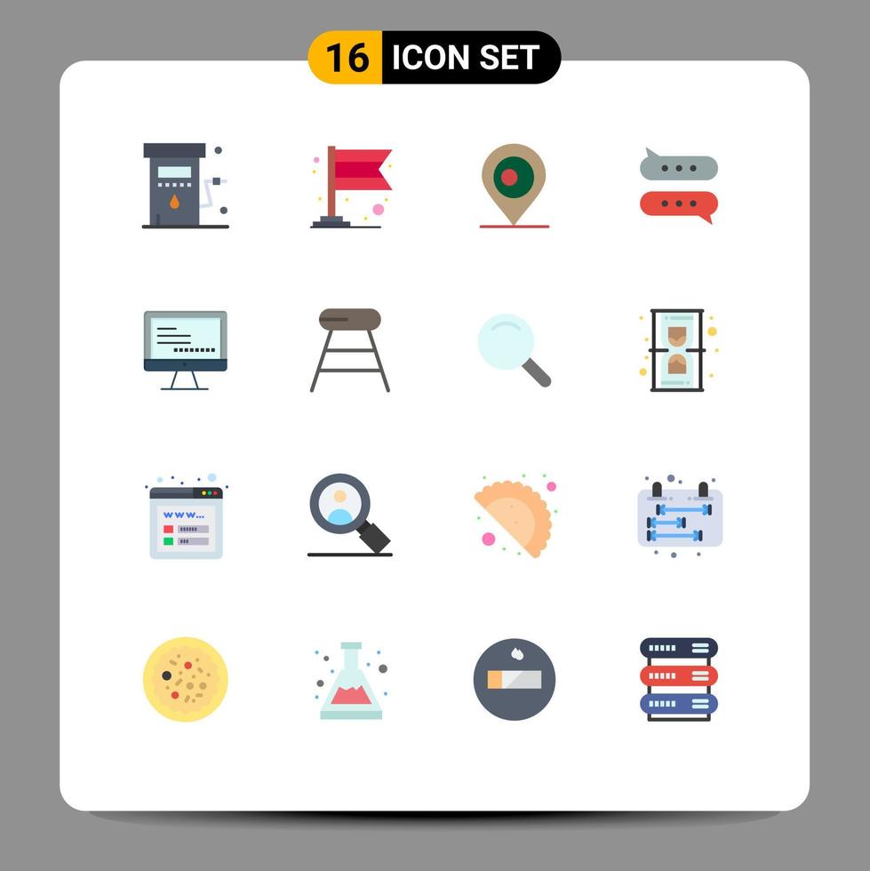 16 Creative Icons Modern Signs and Symbols of text computer location chatting chat Editable Pack of Creative Vector Design Elements