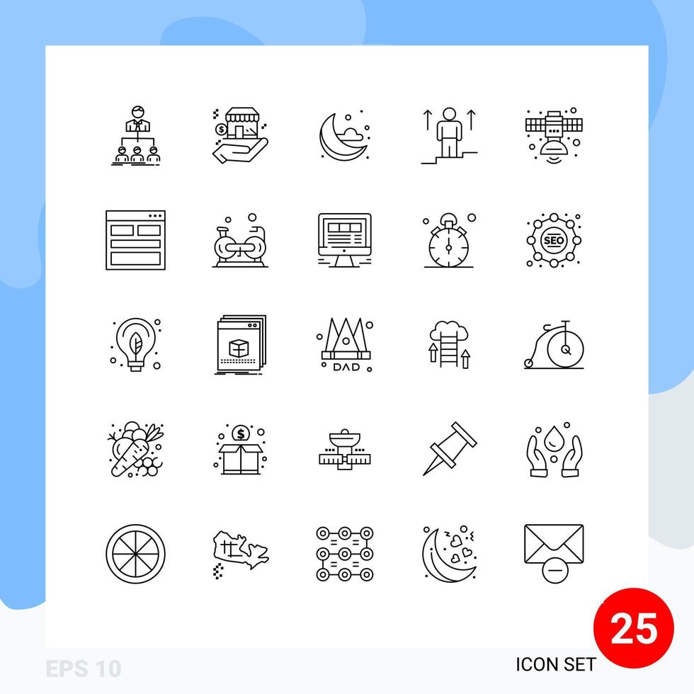 Pictogram Set of 25 Simple Lines of communication man dollar arrow user Editable Vector Design Elements