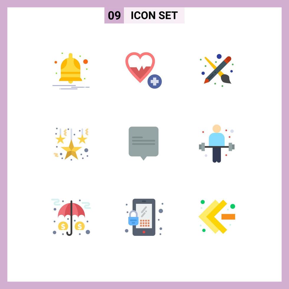 Universal Icon Symbols Group of 9 Modern Flat Colors of message chat brush hanging stars christmas Editable Vector Design Elements