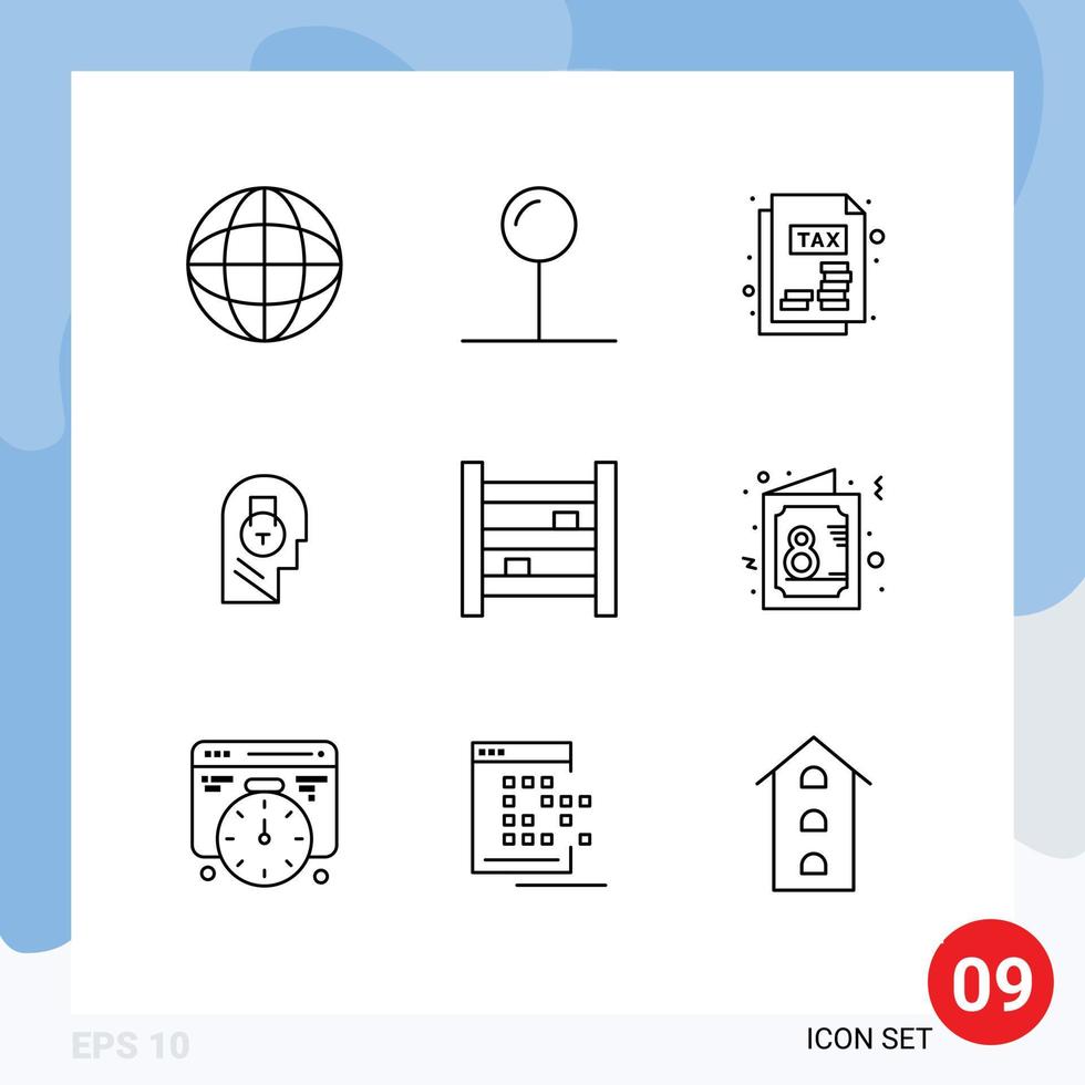 9 Outline concept for Websites Mobile and Apps kitchen furniture lock cupboard user Editable Vector Design Elements