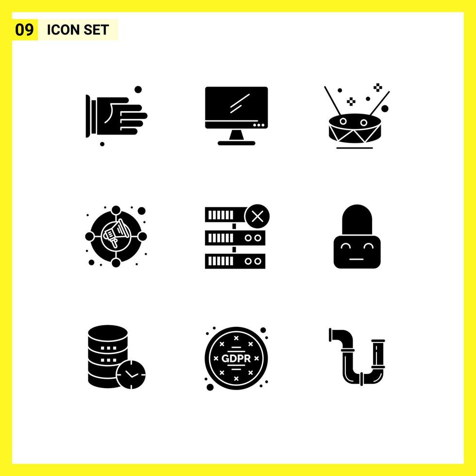 Stock Vector Icon Pack of 9 Line Signs and Symbols for database market pc increase party Editable Vector Design Elements