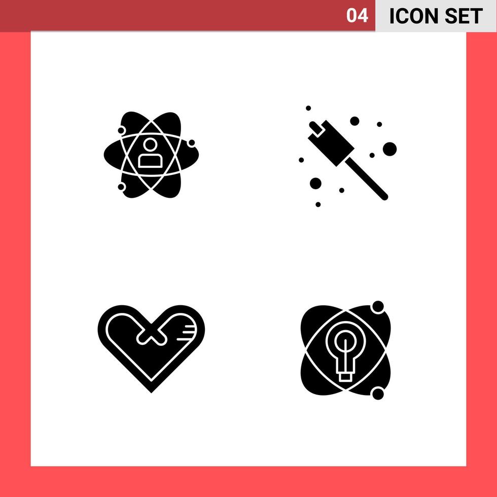 4 Icon Pack Solid Style Glyph Symbols on White Background Simple Signs for general designing Creative Black Icon vector background