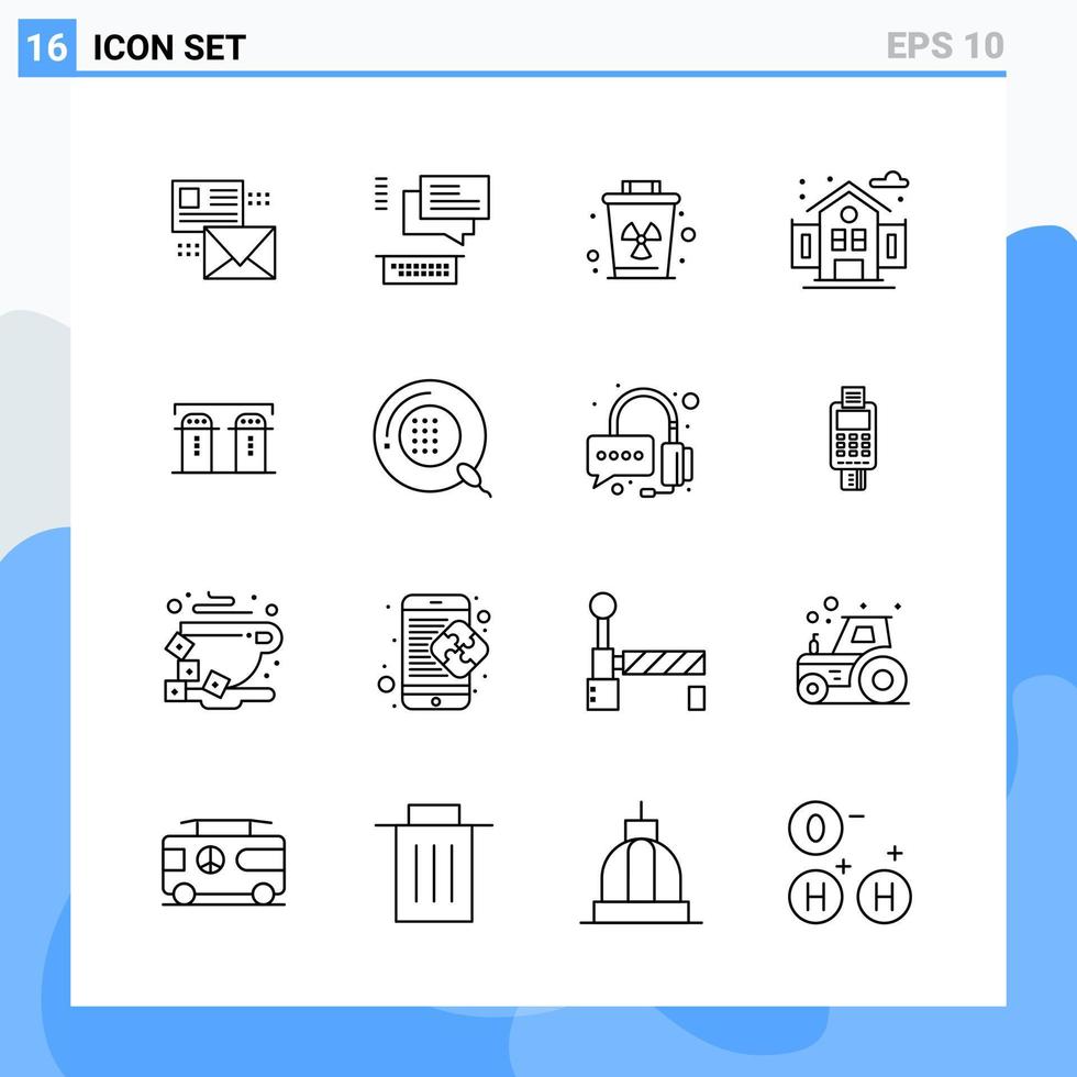 Modern 16 Line style icons Outline Symbols for general use Creative Line Icon Sign Isolated on White Background 16 Icons Pack Creative Black Icon vector background