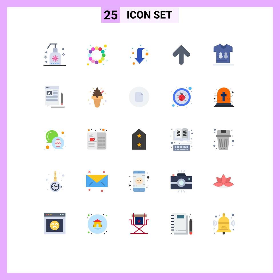 25 Flat Color concept for Websites Mobile and Apps shirts football down upload arrow Editable Vector Design Elements