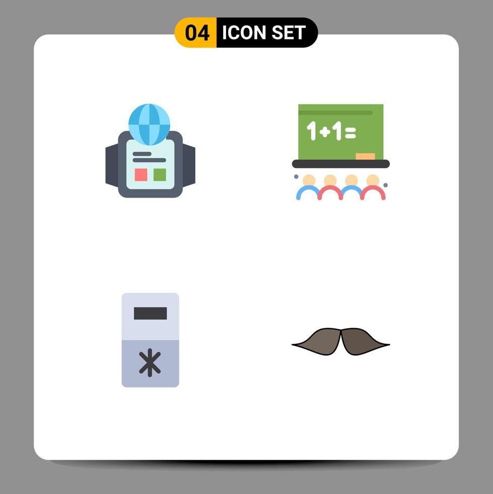 Mobile Interface Flat Icon Set of 4 Pictograms of technology refrigerator art school hipster Editable Vector Design Elements