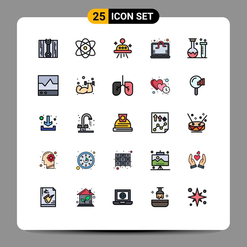 25 Creative Icons Modern Signs and Symbols of laboratory education space chemistry computer worm Editable Vector Design Elements