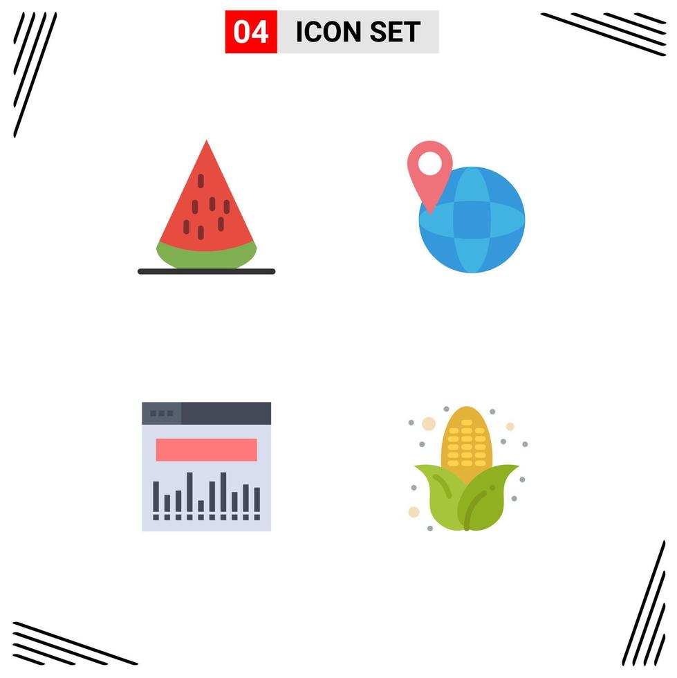 4 iconos creativos, signos y símbolos modernos de datos de postres, frutas, viajes, otoño, elementos de diseño vectorial editables vector