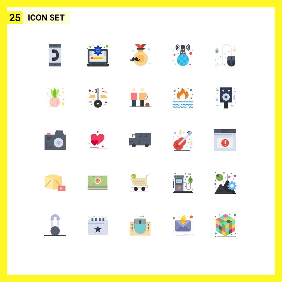 Universal Icon Symbols Group of 25 Modern Flat Colors of news broadcasting progress world wide fathers day Editable Vector Design Elements