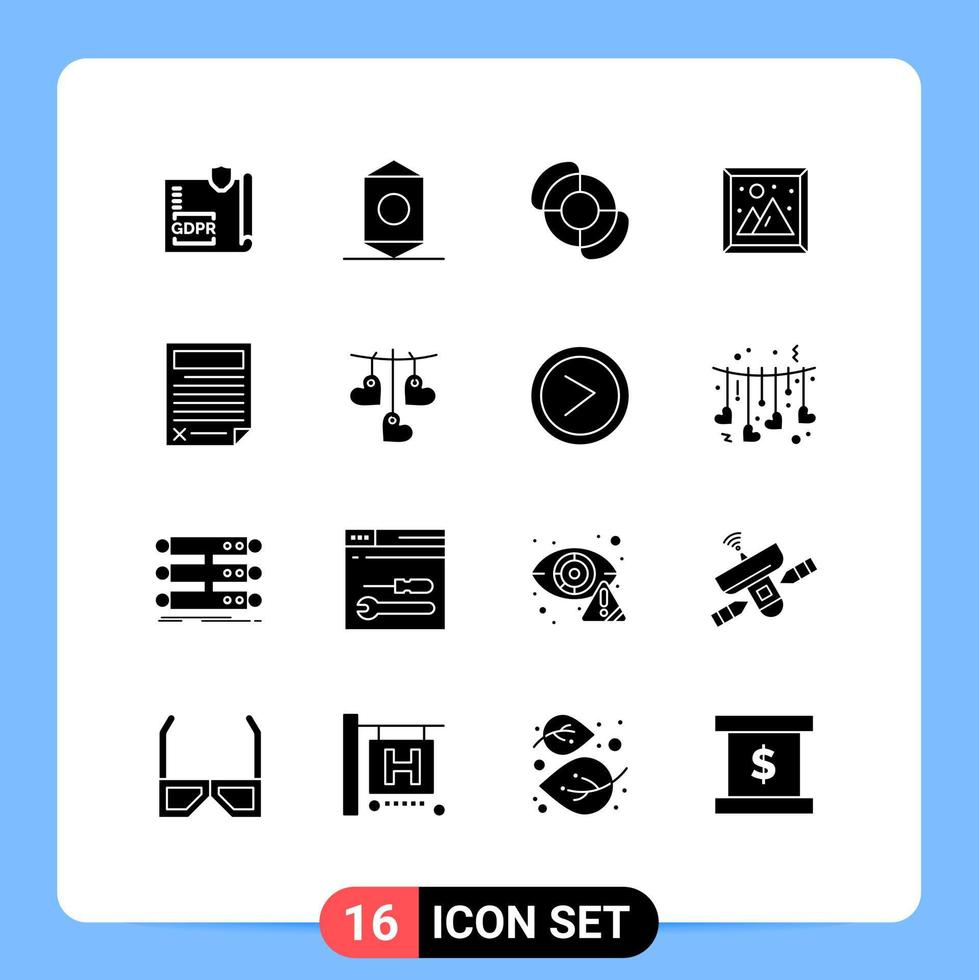 Solid Glyph Pack of 16 Universal Symbols of data picture wrapper living image Editable Vector Design Elements