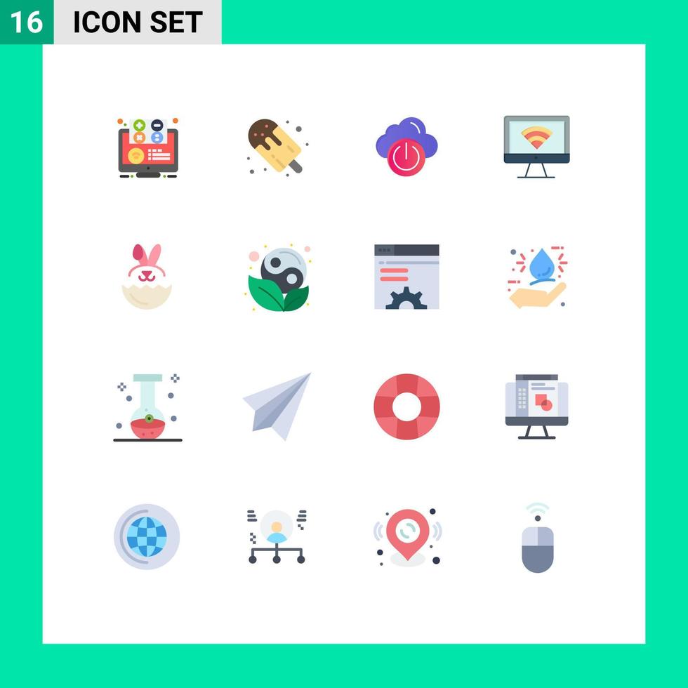 Set of 16 Modern UI Icons Symbols Signs for wifi computer food off power Editable Pack of Creative Vector Design Elements