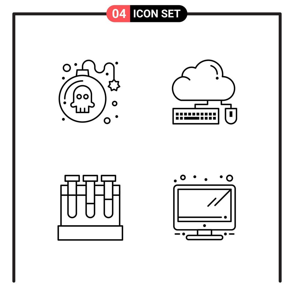 conjunto de 4 iconos de estilo de línea para web y símbolos de esquema móvil para signos de icono de línea de impresión aislados en fondo blanco 4 conjunto de iconos fondo de vector de icono negro creativo