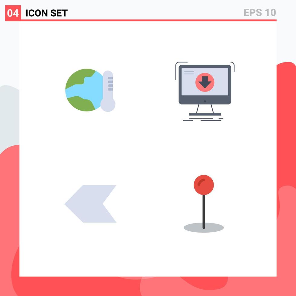 User Interface Pack of 4 Basic Flat Icons of earth game hot content pointer Editable Vector Design Elements