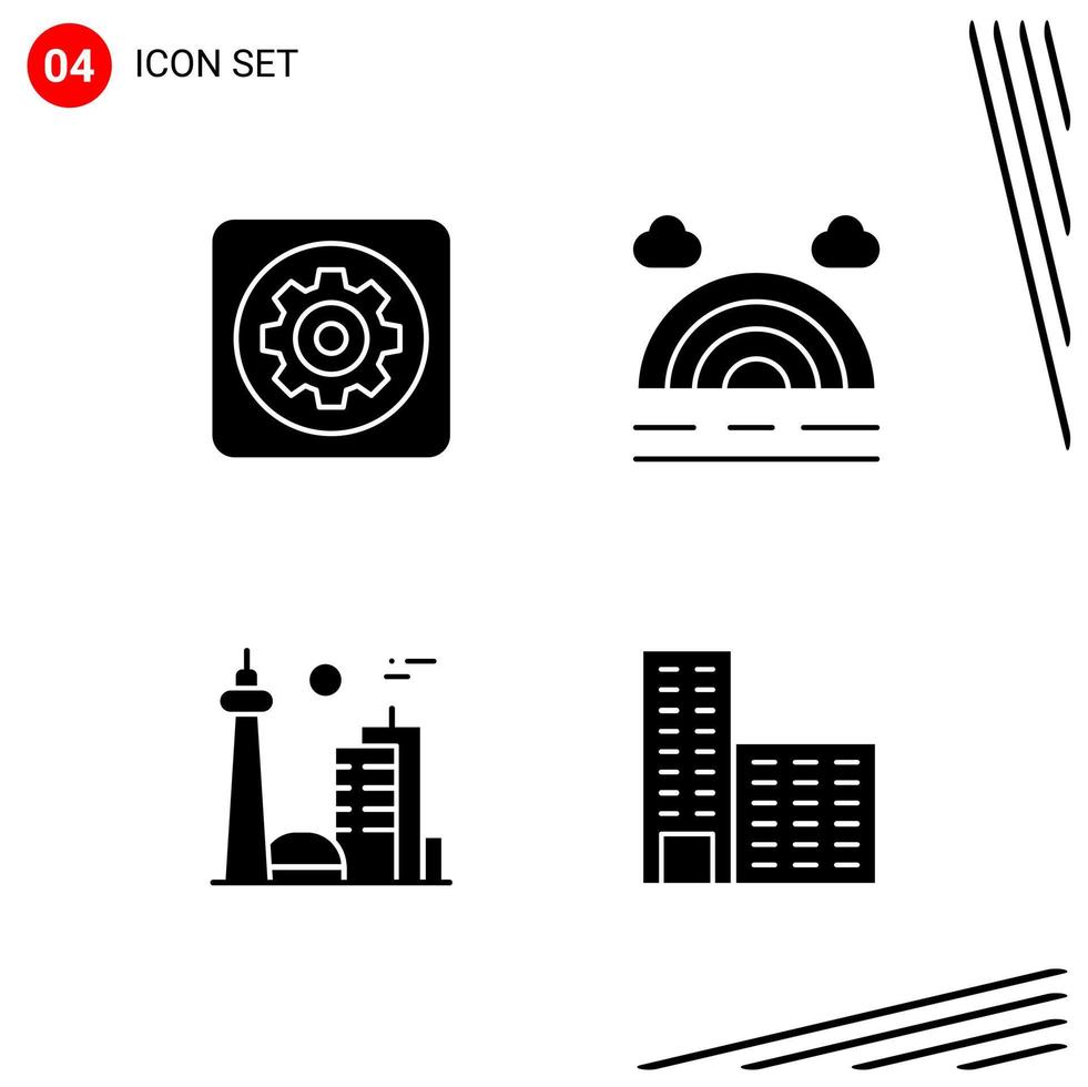 Collection of 4 Vector Icons in solid style Pixle Perfect Glyph Symbols for Web and Mobile Solid Icon Signs on White Background 4 Icons Creative Black Icon vector background